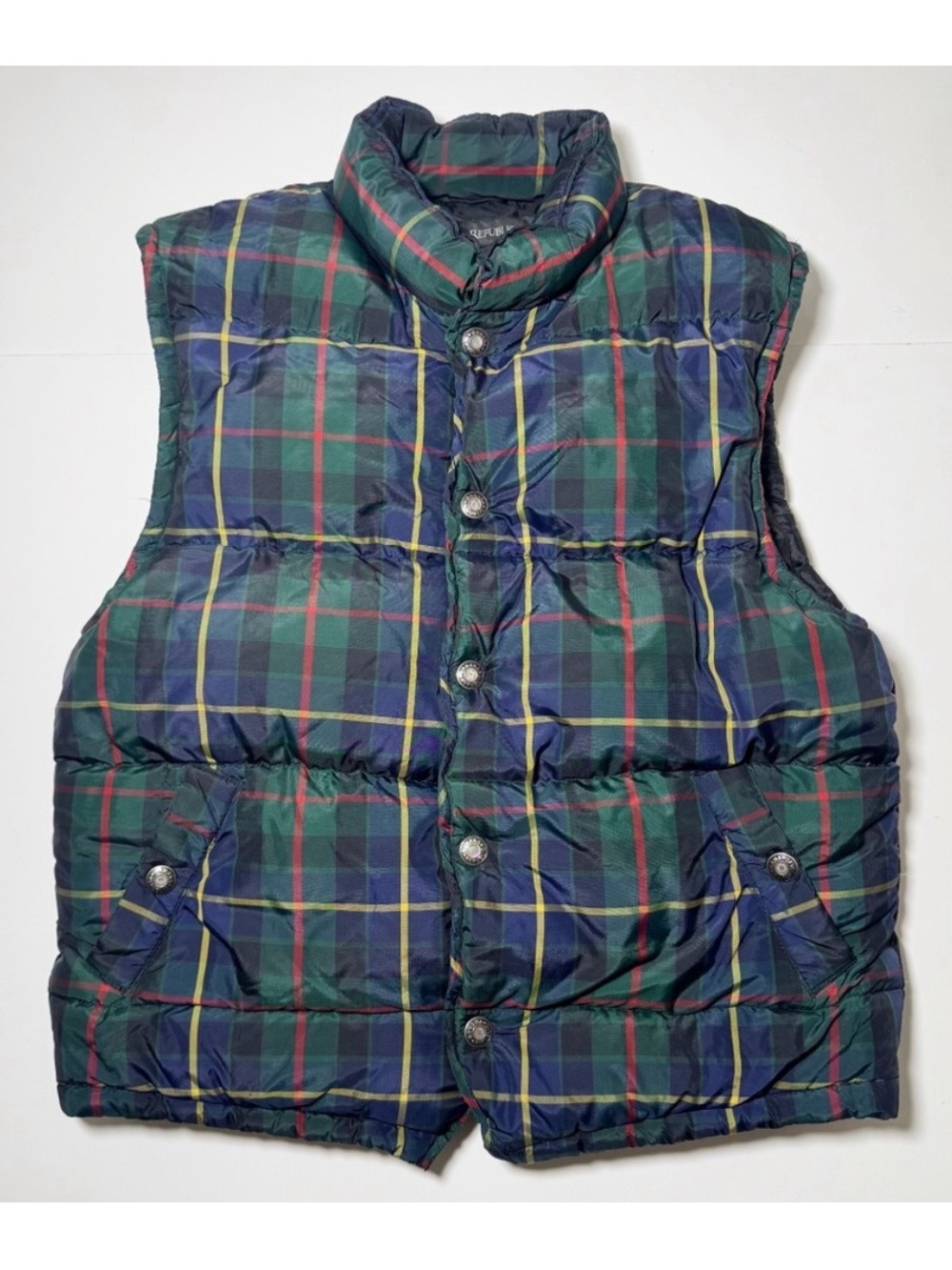 Banana Republic Vintage Plaid Puffer Vest
